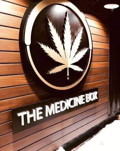 The Medicine Box storefront signage
