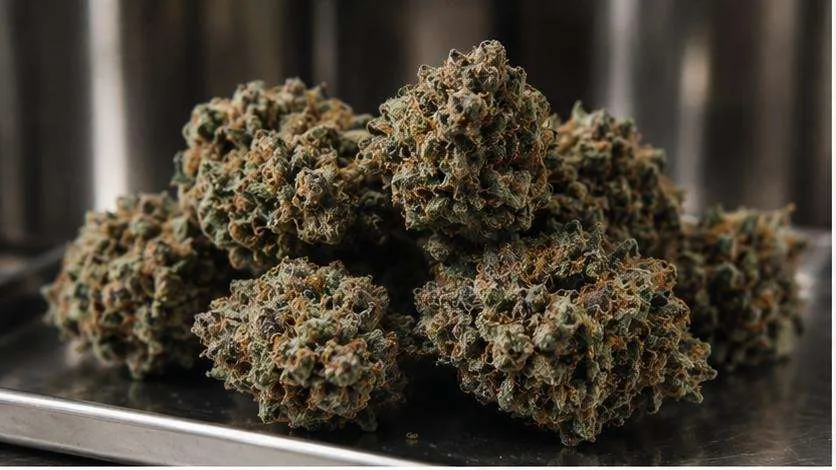 Jar of dried cannabis flower